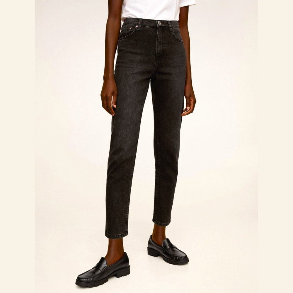 Mango Mom Jeans Dark Denim Sz 1